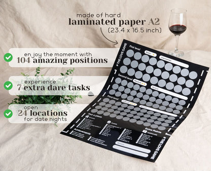 The Love Game – A2 laminated scratch card with 104 positions